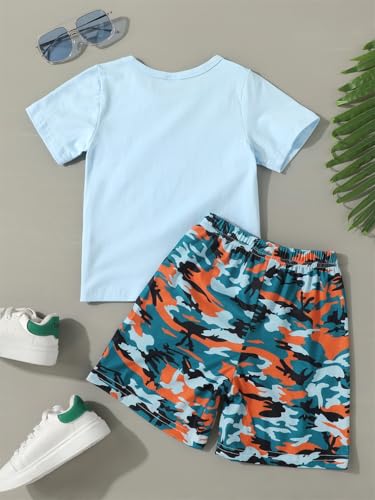 Image of Kid Toddler Baby Boys Clothes Tie-dye Palm Leaf Top 2Pcs Summer Shorts Set