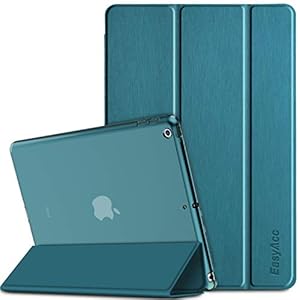 EasyAcc Coque Compatible avec iPad 6ème/5ème Génération 9.7" 2018/2017, Ultra Fin Étui de Protection Semi-Translucide Mat avec Fonction Support, Paon Bleu