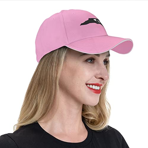North Carolina Home State Baseball Hat Funny Sports Hats Trucker Cap Retro Adjustable Magic Buckle Dad Caps Pink #TOP3