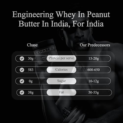 Image of Chase High Protein Peanut Butter Creamy 1kg | With Isolate Whey & 300g Protein in Jar | 12g Per Serve | Malai kulfi Flavour With Chunks | Tasty & Healthy Nut Butter Spread for Breakfast, Fitness, Gym
