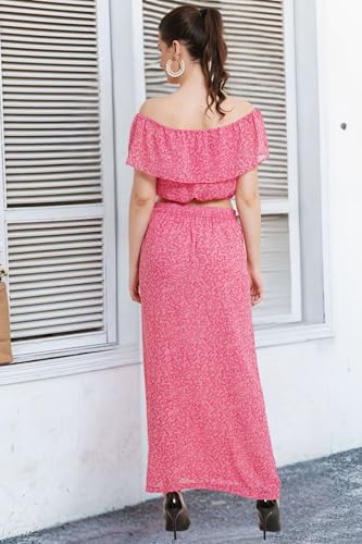 Image of POPWINGS Casual Bagru Printed Cotton Top and Skirt Set for Women || Pom Pom Top and Long Slit Skirt Set for Women || Two Piece Women Set for Summer