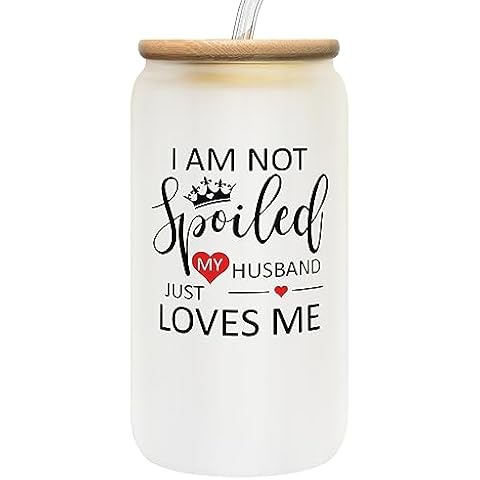Pawzity Gifts for Wife - Wife Gifts - Wedding Anniversary For Wife, Wife Birthday Gift Ideas, Wife Gifts for Christmas - Gift for Wife Romantic, I Love You Gifts for Her - 16 Oz Wife Can Glass Cover