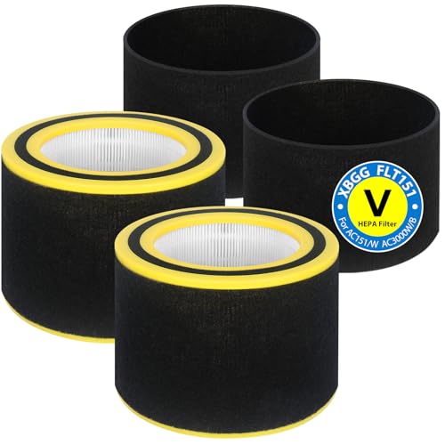 FLT151 Replacement Filter V HEPA Compatible with AC3000W AC3000B AP3151W and AC151 Air Purifier Airsafe Series, AC3000W True HEPA Filter V Replacement FLT151, 2 HEPA + 4 Pre-Filter FLT151 fo