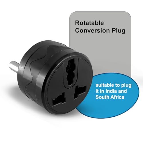 Image of MX 3 Pin Universal Round Conversion Plug Adapter Pack of 2, 180 Rotatable Multi Plug Socket Converter, Compact Travel Power Adapter for Home & Office, Compatible with Indian & International Plugs