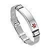 Flongo SOS Damen Medical Armband Männer Armreif, Edelstahl Kette mit Mesh Band Silber Medical Alert ID Notfall Medizinische Marke Herren-Accessoires Kostenlose Gravur
