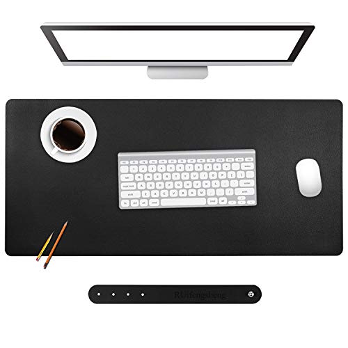 Ruifengsheng - Alfombrilla de ratón de piel sintética para uso de doble cara, impermeable, alfombrilla de escritura, multicolor (89,9 x 39,9 cm), color negro Cover