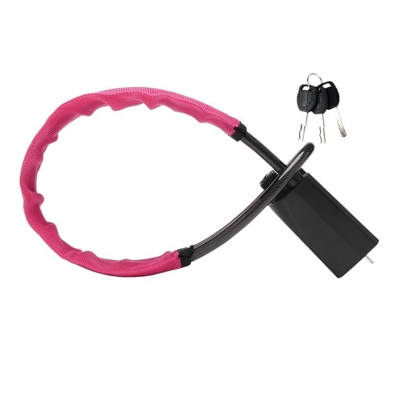 Cierre del cinturón de Seguridad del Volante con, Hebilla for cinturón de Volante for Robo Coche, Cable Acero, Bloqueo Cuerda Alambre, Multicolor(Pink)