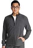 Cherokee Men's Zip Front Jacket with 3 Pockets, Moisture Wicking 360° Stretch Technology - CK394A, XS, Heather Pewter