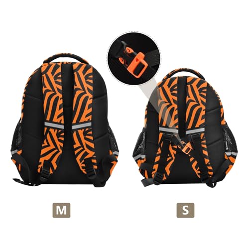 Abstract Orange Black Stripes Preschool Kids Backpack Kindergarten Elementary School Bookbag for Boys Girls Age 3-82