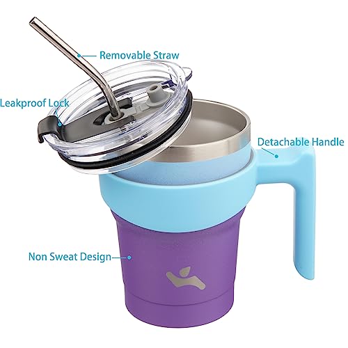 Image of Konokyo 10 oz Tumbler with Handle and Straw, Insulated Travel Mug