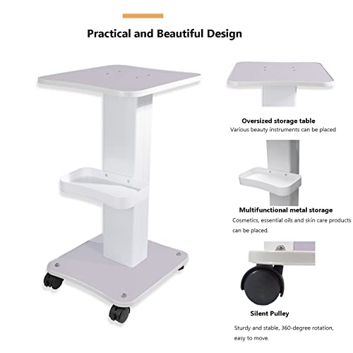 Esthetician Cart, Trolley Cart with wheels, HUOXOU 3 Tier Beauty Rolling Cart, Trolley SPA, Adjustable Tattoo Table Work Station, Salon trolley cart with wheels, Load 220 lbs - Thumbnail 7