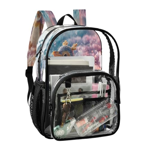 Penguin 3D Funny Clear Backpack Heavy Duty See Through Transparent PVC BookBag for Kids Boy Girl School Work2