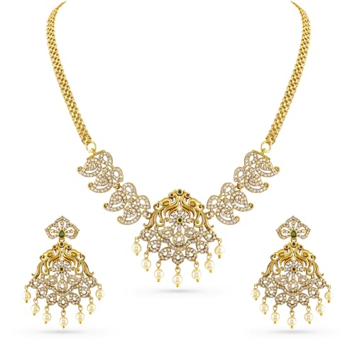 Image of Rubans American Diamond Zirconia Necklace Set Traditional Stylish Jewellery Gift for Women & Girls
