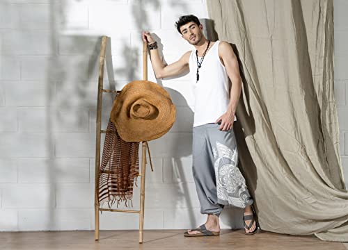 Image of The Veshti Company Printed Harem Pants for Men's Cotton Hippie Style Baggy Boho Yoga Pajama Pant with Pocket