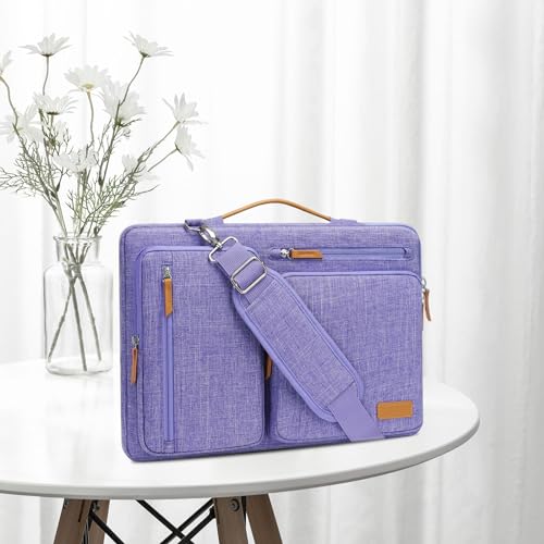 Image of MOSISO 360 Protective Laptop Shoulder Bag,14 inch Computer Bag Compatible with HP Lenovo Dell ASUS Acer, HP, Dell Latitude, Lenovo,Side Open Messenger Bag with 4 Zipper Pockets&Handle, Purple