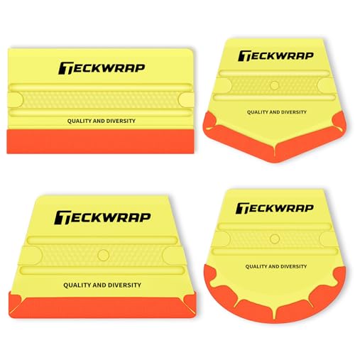 Image of TECKWRAP Felt Squeegee for Vinyl Car Wrap Window Tint - 4PCS, Soft Yellow