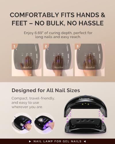 Image of MelodySusie Detachable Base UV /LED Nail Lamp P-Plus30I for Hard Gel | 54W, 3 Timer Settings, Smart Sensor, LCD Display, 30 UV /LED Beads, Rhinestone Glue, Solid Nail Glue Gel, Liner Gel, Black