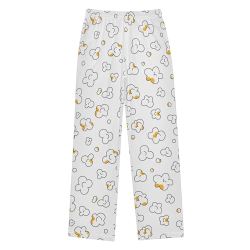 Boys' Pants Popcorn Fluffy Flake White Pattern Long Bottoms Jogger Pants Elastic Waist Trousers with Pockets S-XL