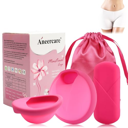 UZSUZZ Copa Menstrual, 2 Copas Menstruales Tallas S y L, Copa Menstrual Reutilizable, 100% Silicona Médica Copa Menstrua, Suave, Reutilizable y Lavable, Seguro, Alternativa al Tampón