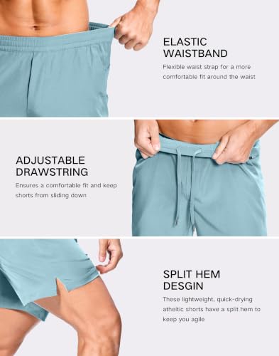 Image of GGJ Men's Lightweight Athletic Shorts with 2 Zipper Pockets 7 inch /9 inch /5 inch Gym Workout Running Quick Dry Tennis Shorts for Men