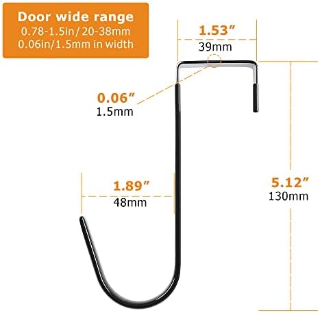 Damita Over The Door Hooks 4 Pack Over The Door Towel Hanger for Coat Hangers Sturdy Stainless Steel Hooks for Hanging Coats Black