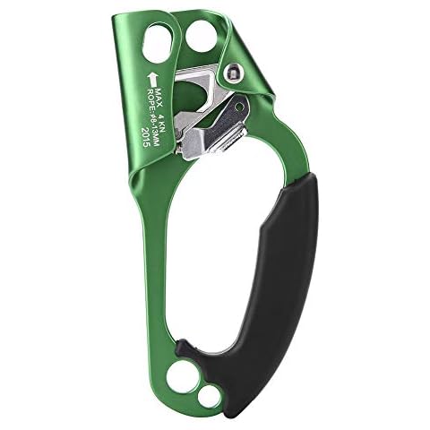 Fsskgx Climbing Hand Ascender, Outdoor Rappelling Gear Equipment Rope Handle Clamp for 8mm-13mm Rope (Green) Cover