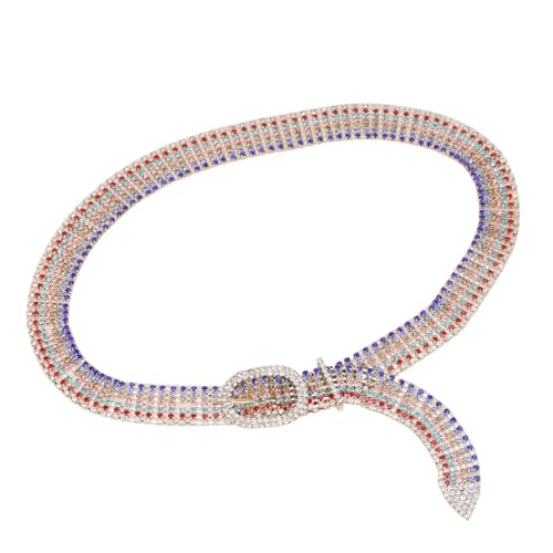 Women Rainbow Rhinestone Belt Shiny Diamond Crystal Ladies Waist Belt for Jeans Dresses