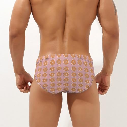 Orange Slices Printed Swim Briefs for Men Sexy Bikini Swimwear Elastic Beach Trunks Bathing Suit3