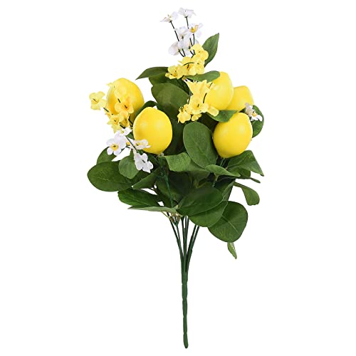 Mokylor 14.2 branches de citron artificielles, fausses branches de citron avec feuilles vertes et fleurs artificielles tiges de citron pour maison, fête, jardin sans décoration de vase (#1)