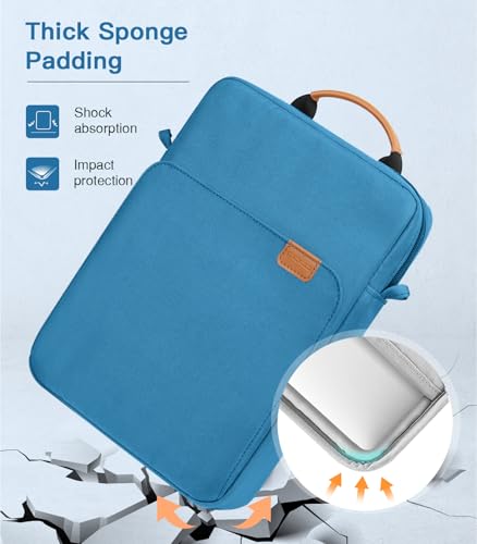 Image of MoKo 13.3-14 Inch Laptop Sleeve Bag Fits Mac Neo 13-inch A18 Pro, Mac Pro 13.3 inch M2 2022 /M5 /M5 Pro /M5 Max 14.2 inch 2026, Mac Air 13.6 inch M5 2026, Handle Carrying Case with Shoulder Strap, Peacock Blue
