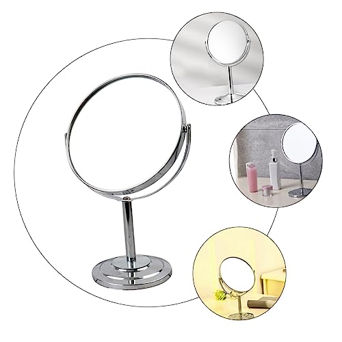 Miroir de maquillage double face grossissant rotatif pour table et main - 8