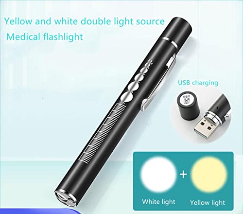 AOOF Lanterna recarregável, mini lanterna portátil, lanterna recarregável por USB, fonte de luz dupl