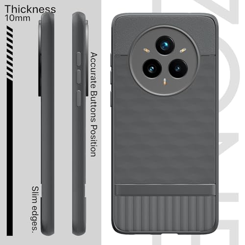 Image of Pikkme Back Cover for Realme 14 Pro Plus 5G / Realme P3 Pro 5G Camera Protection 3D Hexa Cube Design Silicone Protective Bumper Case (Grey)