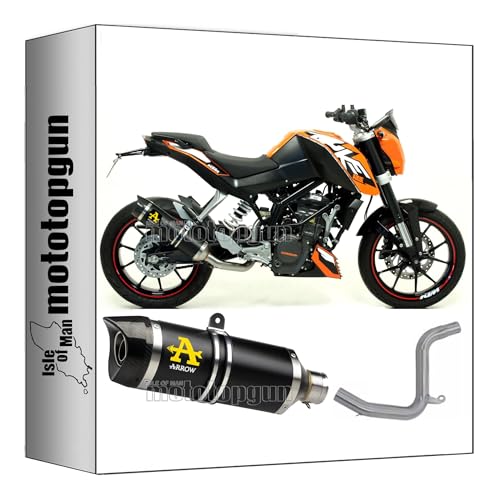 arrow 51510AKN + 51010MI auspuff kein kat thunder aluminium schwarz endkappe carby kompatibel mit ktm duke 125 2011 2012 2013 2014 2015 2016 mototopgun