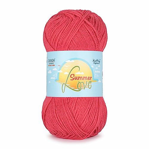 Image of Ganga Acrowools Summer Love - Sport Weight - Cotton Yarn -Oekotex Class L Certified - Pack of 1-50 GMS Per Ball (Old Rose)