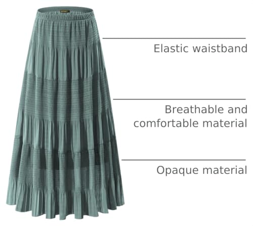 Image of NASHALYLY Women's Chiffon Elastic High Waist Pleated A-Line Flared Maxi Skirts