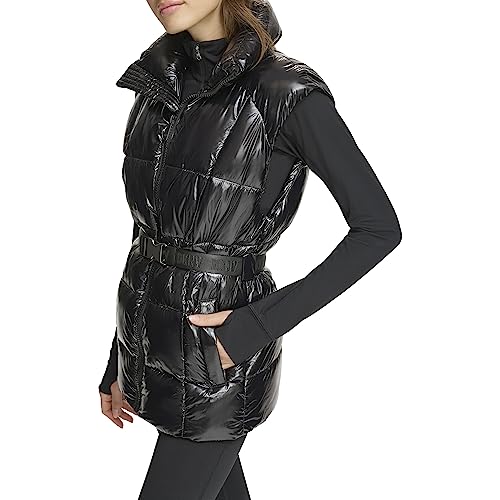 DKNY Women's Performance Puffer Vest Belted Wet Sire3