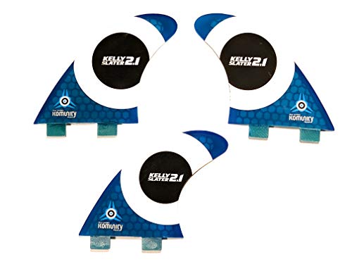 Komunity Project Kelly Slater 2.1 Thruster Honeycomb FCS Compatible Tri Fin Set - Blue