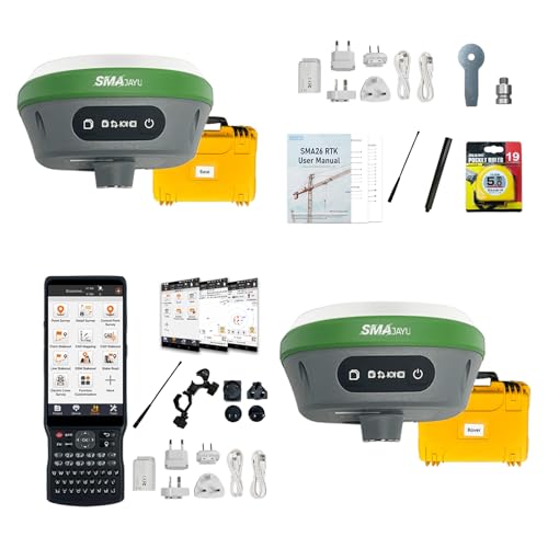 SMA26 Plus Rover&Base RTK GNSS Survey System with Handheld Collector, Dual GNSS Receiver, Tilt Compensation, WiFi/Bluetooth, IP67 Waterproof, Ideal for Land, Construction(exclude Tripod&Pole)