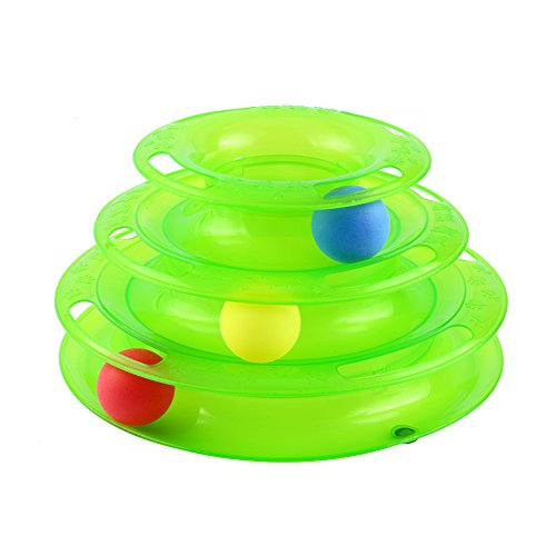 Cocoarm Easyology Pets Incroyable Jouet Roller pour Chats, Jouet pour Chat Interactif, Jouet à Tour et Circuit pour Balles à 3 Niveaux Super Amusant Jeu Interactif Infini (Vert)