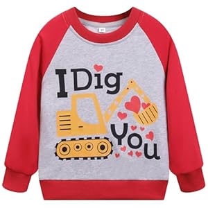 Akyzic Boys Sweatshirts Cotton Long Sleeve Crewneck Pullover Toddler Kids Winter Warm Shirt Sweater Tops 3t-8t