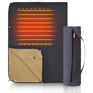 Portable Heated Blanket Battery Operated Heated Blanket for Outdoors (Not Included Battery Pack) Camping 40″x 55″ 12V DC Heating Blanket Waterproof 3 Heating Levels