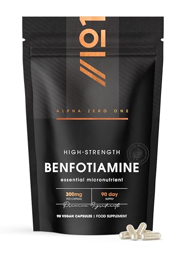 Benfotiamine 300mg 90 Vegan Capsules High Strength Vitamin B1 Derivative for Nerve Health Blood Sugar & Energy Resealable and Recyclable Pouch by Alpha01