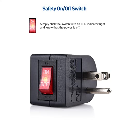 Cable Matters [Etl Listed] 3 Pack Grounded Outlet With On Off Switch, Single Outlet Switch On Off/Plug Switch In Black #TOP1