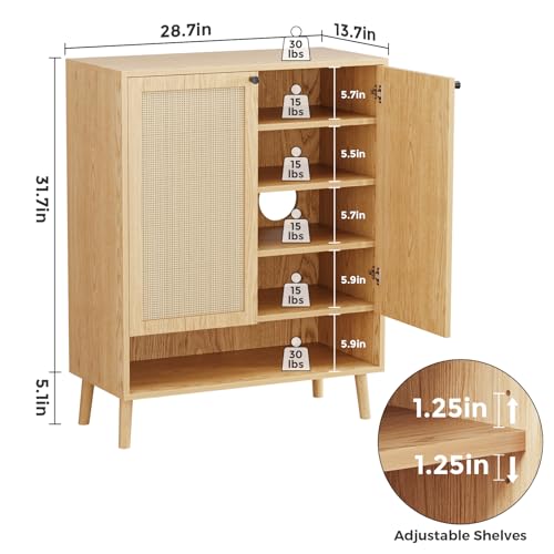 Kfo 0039 Shoe Cabinet With Doors, 5 Tiers Shoe Cabinet With Adjustable Shelves For Entryway, Free Standing Shoes Rack Storage Organizer For Sneakers, Leather Shoes thumb #1
