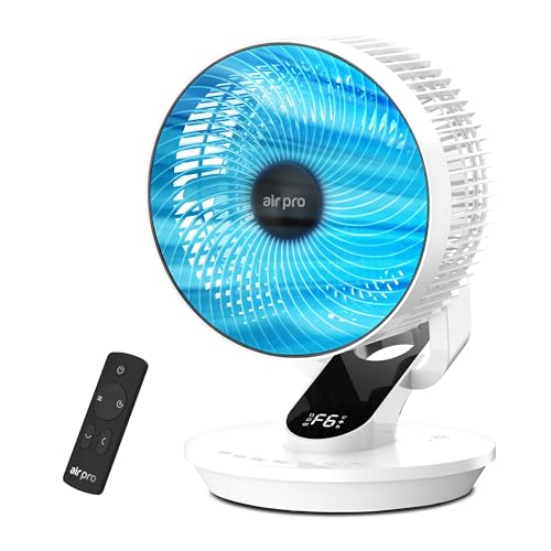 Air Pro 10" Desk Fan SmartVoice™ & Remote Control 3D Oscillation Fan 12 HR Timer, Quiet Copper Motor Air Cooling & Circulator Table Fan - Small Fan with 6 Speeds Mini Desktop Fan Office Home Bedroom