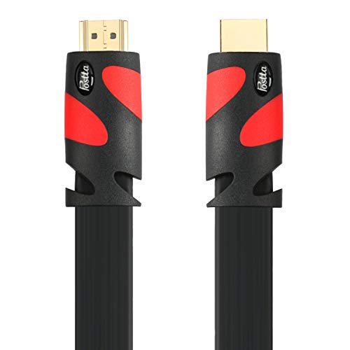 Postta Flat Hdmi Cable(50 Feet) Flat Hdmi 2.0 Cord Support 4K,3D, 2160P, 1080P, Ethernet And Audio Return-Black-Red #TOP4