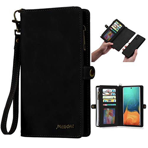 Simicoo LG Stylo 6 Wallet case, LG Stylo 6 Flip Leather case Card Slots Holder Zipper Purse Detachable Magnetic Cover Hand Strap Cash Pocket Pouch Wallet for LG Stylo 6 (Black, LG Stylo 6)