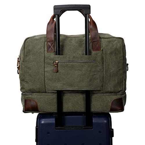 S-ZONE Mens Canvas Duffel Bag Travel Weekend Overnight Bag with Shoes Laptop Compartment 2.0 Version