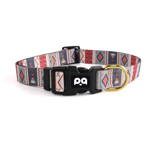 QQPETS Adjustable Soft Dog Collar: Print Flower Pink Multicolor Cute Patterns for XS Small Medium Large Pet Girl Boy Puppy Walking Running Training